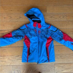 Spyder Blue and Red Kids Raincoat with Web Pattern